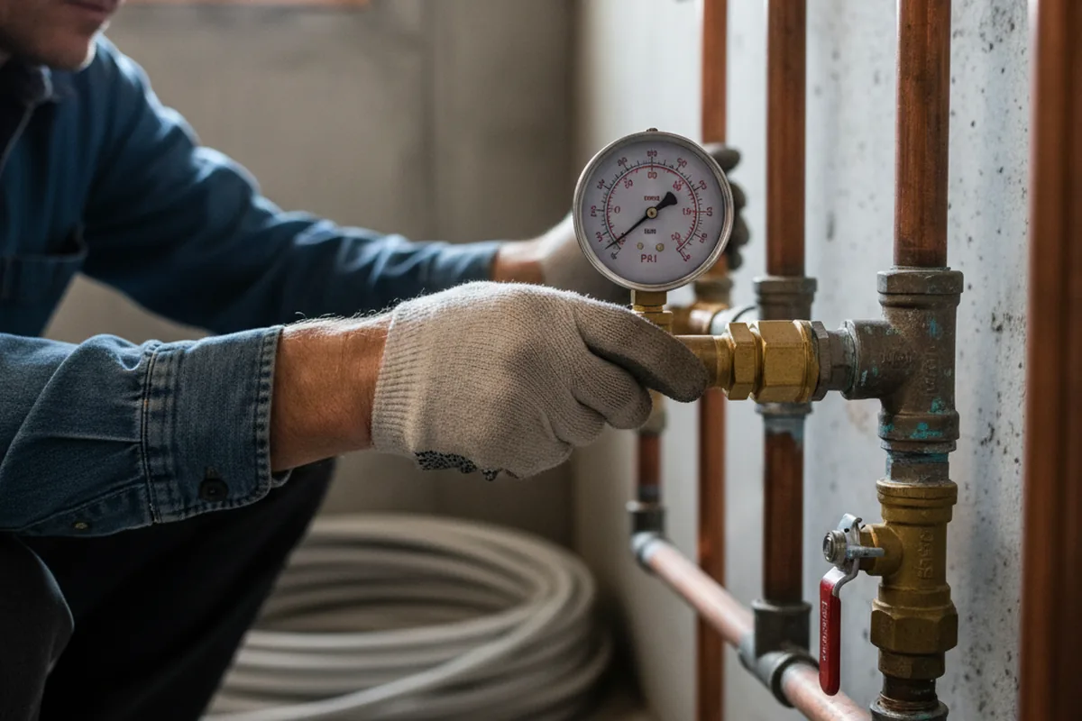 Pressure testing a repaired line during Water Line Repair in Bonfield